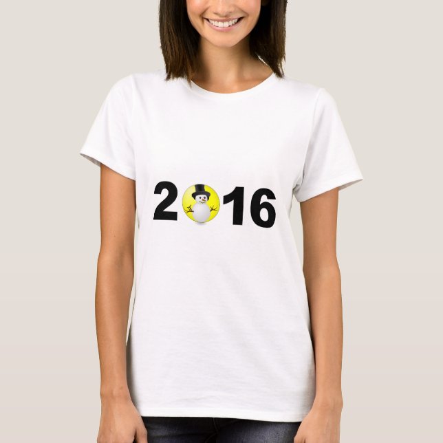 Happy New Year 2016 Funny Sweet Winter Snow T-Shirt (Vorderseite)