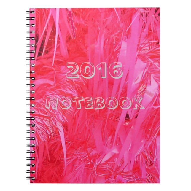 Happy New Year 2016 Notebook Shiny Pink Glitzer Notizblock (Vorderseite)