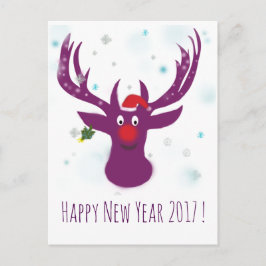 Happy New Year 2017 Deer Postcard Feiertagspostkarte