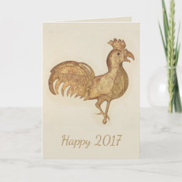 Happy New Year 2017 Rooster Vintag Watercolor Feiertagskarte