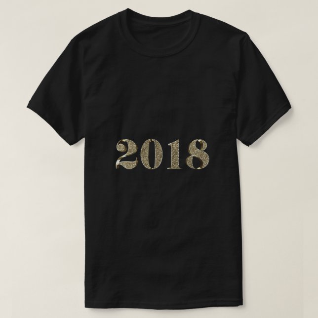 Happy New Year 2018 Elegant Gold Look Typografie T-Shirt (Design vorne)