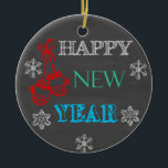 Happy New Year 2019 Chalkboard Ornament<br><div class="desc">Alles Gute zum Neujahr 2019. Hänge auf dem Weihnachtsbaum oder gib als Geschenk. Bilder,  die auf diesem Artikel verwendet werden,  sind offiziell lizenziert / © Graphics Factory.com</div>