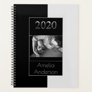 Happy New Year 2020 Black and Silver Gray Elegant Planer
