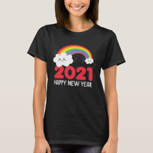 Happy New Year 2021 Regenbogenwolken New Years Day T-Shirt