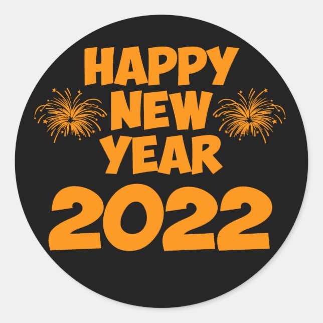 Happy New Year 2022 Classic Round Aufkleber (Vorderseite)