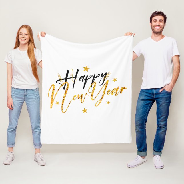 Happy New Year 2022 Design mit Geschliffenem Brief Fleecedecke (Beispiel)