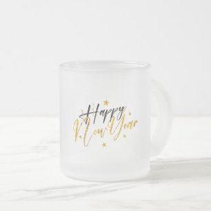 Happy New Year 2022 Design mit Geschliffenem Brief Mattglastasse