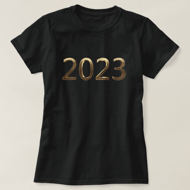 Happy New Year 2023 Elegante Imitate Goldene Zahle T-Shirt (Design vorne)