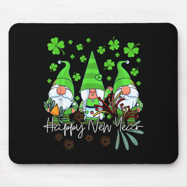 Happy New Year 2023 Gnomes Irish Patrick Day Famil Mousepad (Vorne)