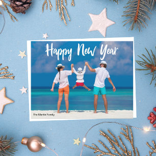 Happy New Year 2023 Modern White Script over Foto Postkarte