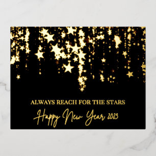 Happy New Year 2023 Reach for the Stars Real Folien Feiertagspostkarte