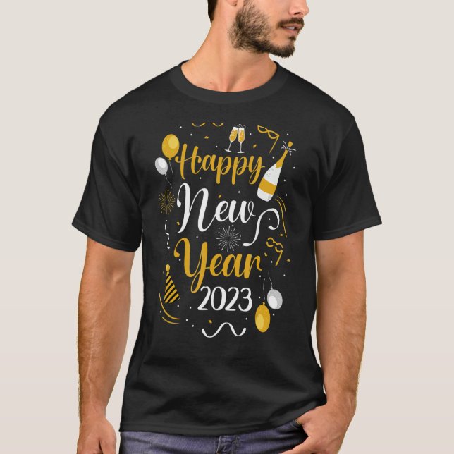 Happy New Year 2023 Silvester Party Countdown T-Shirt (Vorderseite)
