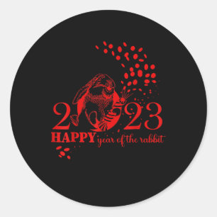 Happy New Year 2023 Year Of The Rabbit Zodiac Sign Runder Aufkleber
