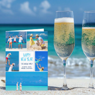 Happy New Year 2024 Chic Modern 5 Foto Collage Feiertagskarte