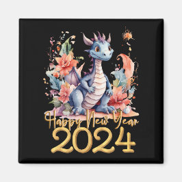 Happy New Year 2024 Chinesischen Drachen Wasserfar Magnet