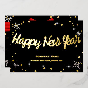 Happy New Year 2024 Company Red Ribbon Folien Feiertagskarte