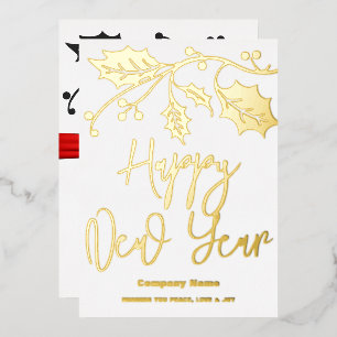 Happy New Year 2024 Unternehmen, rotes Band Folien Feiertagskarte