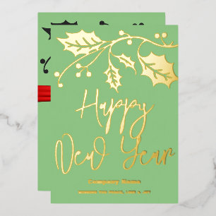 Happy New Year 2024 Unternehmen, rotes Band Folien Feiertagskarte