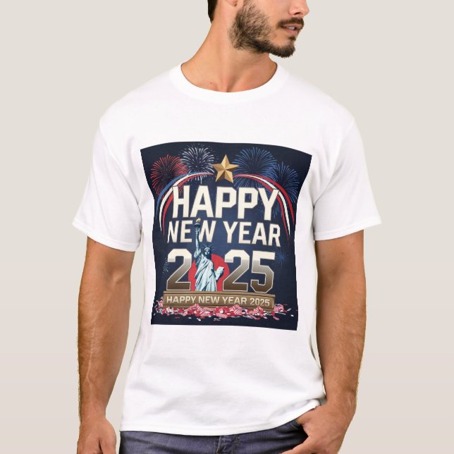 Happy New Year 2025 Design - Festiv und stilvoll T-Shirt (Vorderseite)