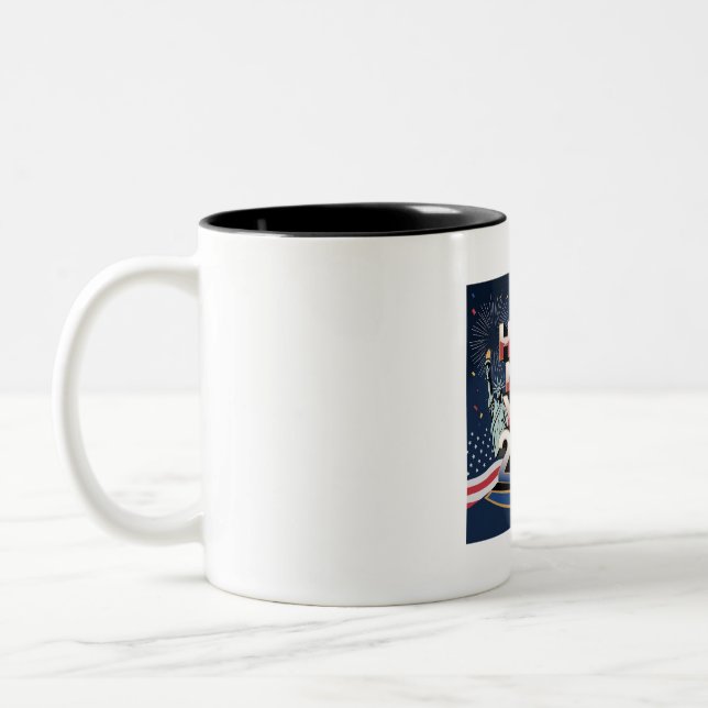 Happy New Year 2025 Design - Modern und festlich. Zweifarbige Tasse (Links)