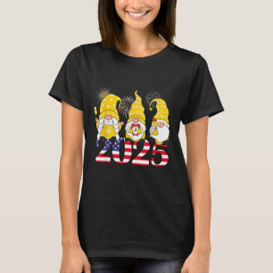 Happy New Year 2025 Eve Party Gnomes Fireworks Hel T-Shirt