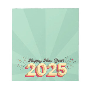 Happy New Year 2025 Feiertage Retro Spaß Text Notizblock