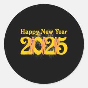 Happy New Year 2025 Funny Trump Tance Feuerwerk Ce Runder Aufkleber