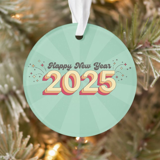 Happy new year 2025 Retrotext Ornament (Baum)
