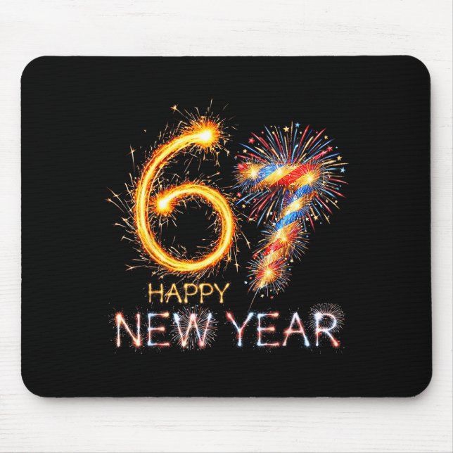 Happy New Year 2026 67th Bday Fireworks Number 67  Mousepad (Vorne)