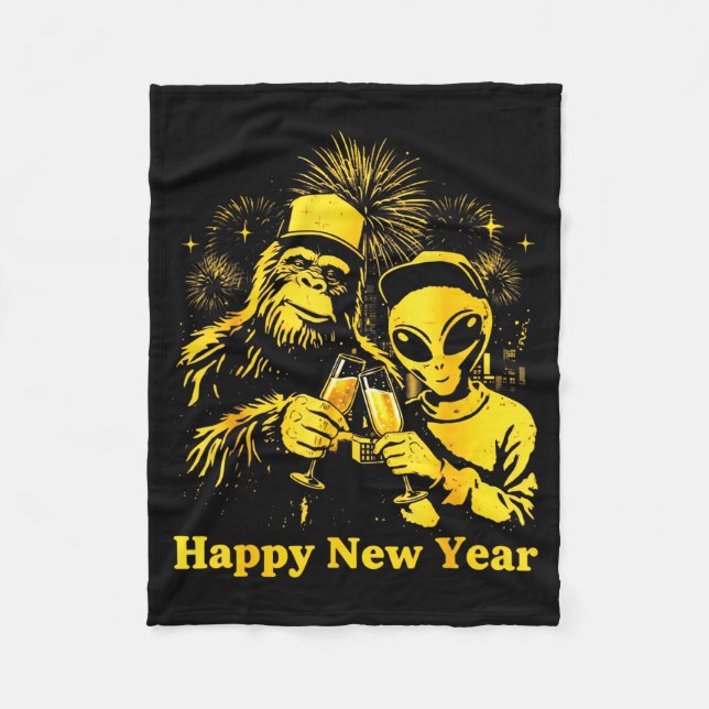 Happy New Year 2026 Bigfoot Alien Lovers New Years Fleecedecke (Vorderseite)