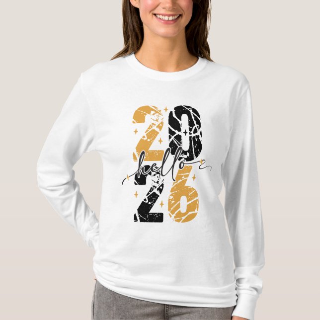 Happy New Year 2026 Black & Gold T-Shirt (Vorderseite)