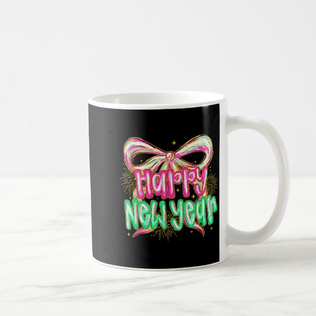 Happy New Year 2026 Brushstroke Coquette Firework  Kaffeetasse (Rechts)