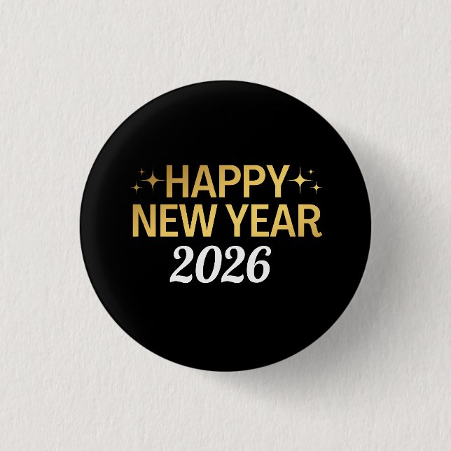 Happy New Year 2026 Button (Vorderseite)