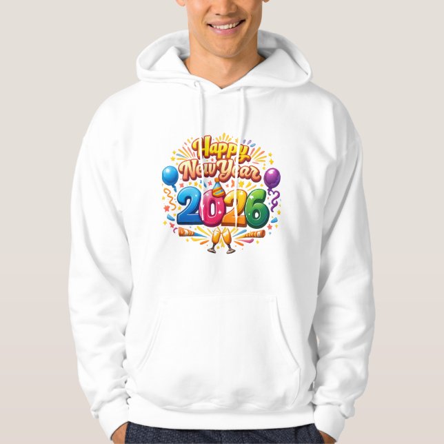 Happy New Year 2026 Celebration – Festive Firework Hoodie (Vorderseite)