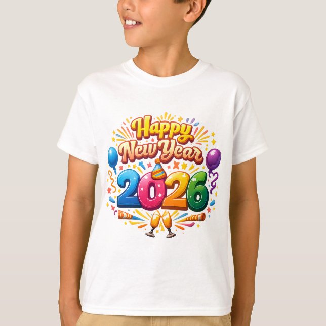 Happy New Year 2026 Celebration – Festive Firework T-Shirt (Vorderseite)