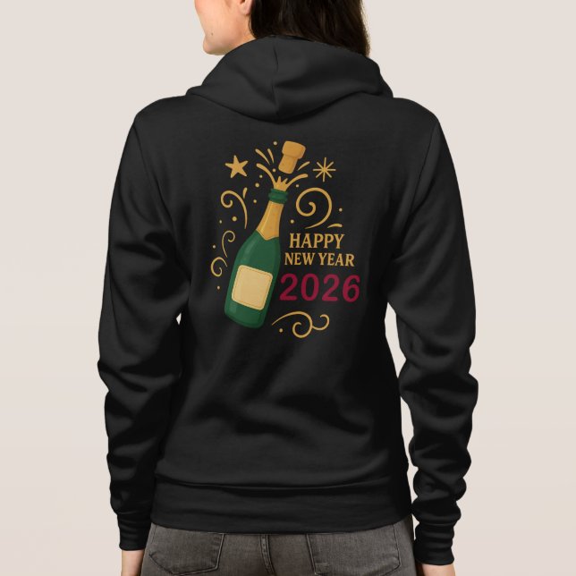 Happy New Year 2026 Champagne  Adult Zip-Up Hoodie (Rückseite)