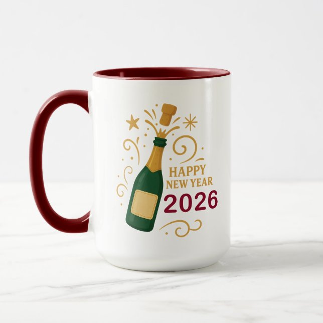 Happy New Year 2026 Champagne | Combo Mug Tasse (Links)