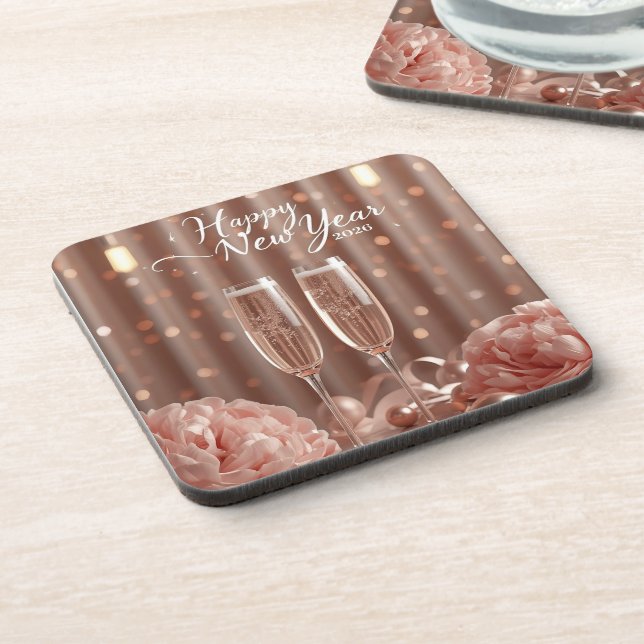 happy new year 2026 champagne sparkle coasters getränkeuntersetzer (Linke Seite)