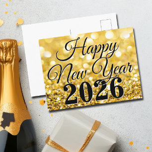 Happy New Year 2026 Chic Custom Gold Business Feiertagspostkarte