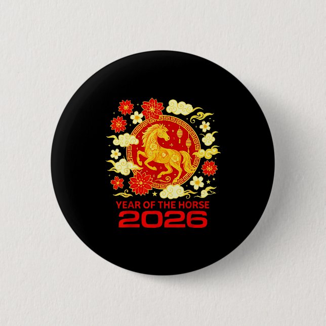 Happy New Year 2026 Chinese New Year Horse Zodiac  Button (Vorderseite)