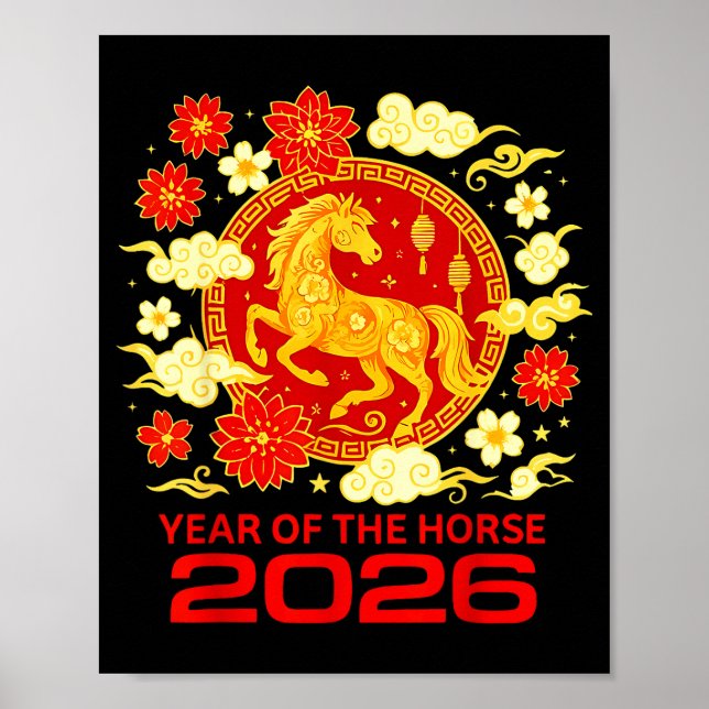 Happy New Year 2026 Chinese New Year Horse Zodiac  Poster (Vorne)