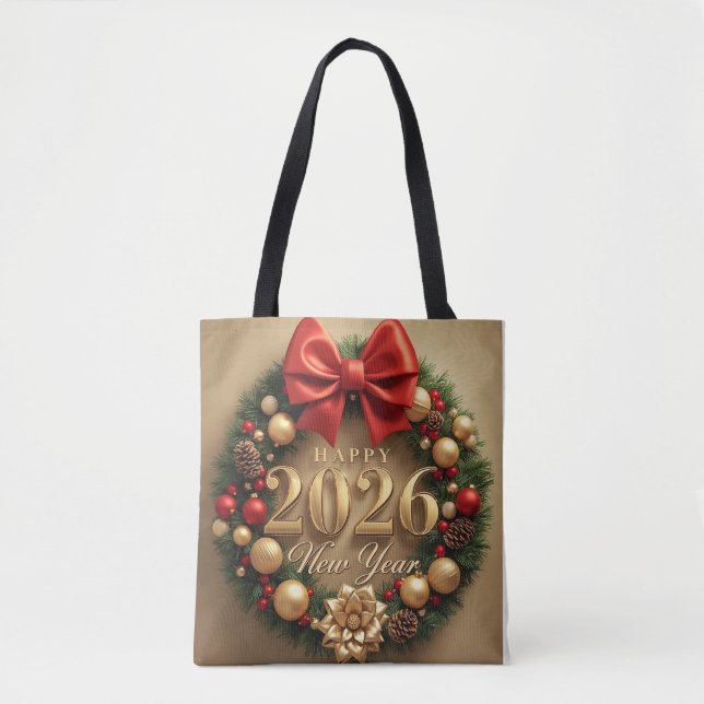 happy new year 2026 classic wreath tote bag (Vorderseite)