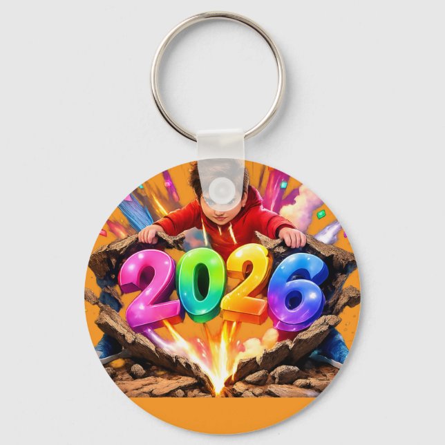 Happy New Year 2026 Colorful 3D Keychain Schlüsselanhänger (Vorderseite)