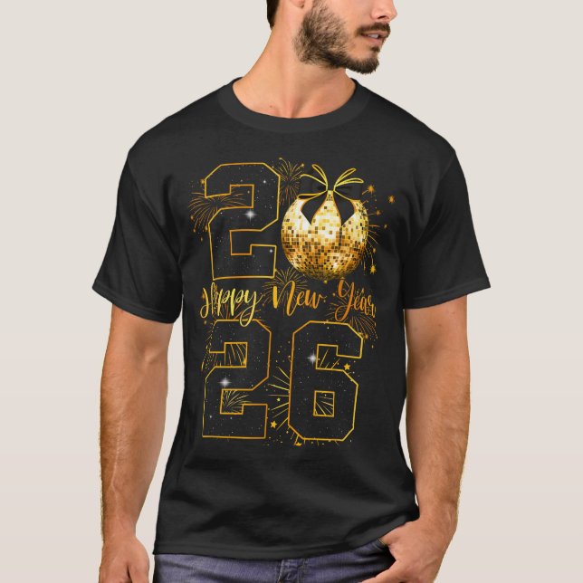 Happy New Year 2026 Coquette Bow Disco Ball New Ye T-Shirt (Vorderseite)
