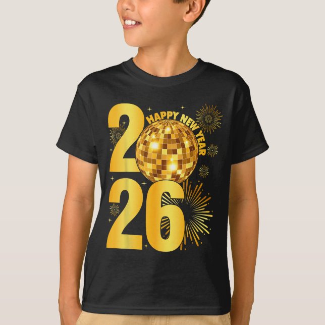 Happy New Year 2026 Coquette Bow Disco Ball New Ye T-Shirt (Vorderseite)