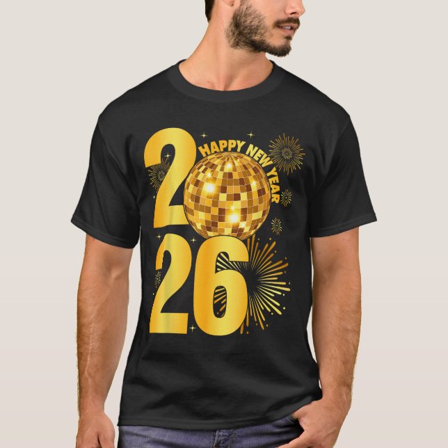 Happy New Year 2026 Coquette Bow Disco Ball New Ye T-Shirt (Vorderseite)