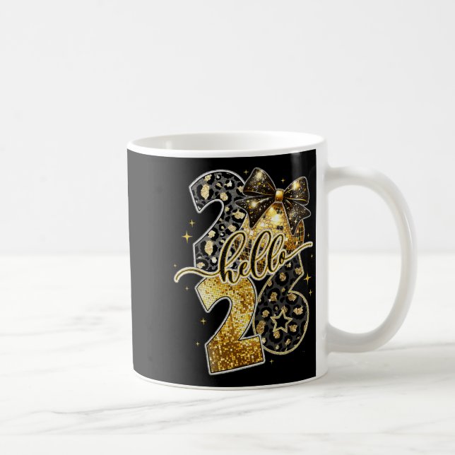 Happy New Year 2026 Coquette Bow Golden Family Mat Kaffeetasse (Rechts)
