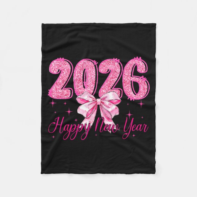 Happy New Year 2026 Coquette Bow New Years Eve Par Fleecedecke (Vorderseite)