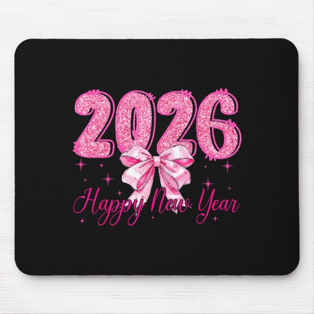 Happy New Year 2026 Coquette Bow New Years Eve Par Mousepad (Vorne)