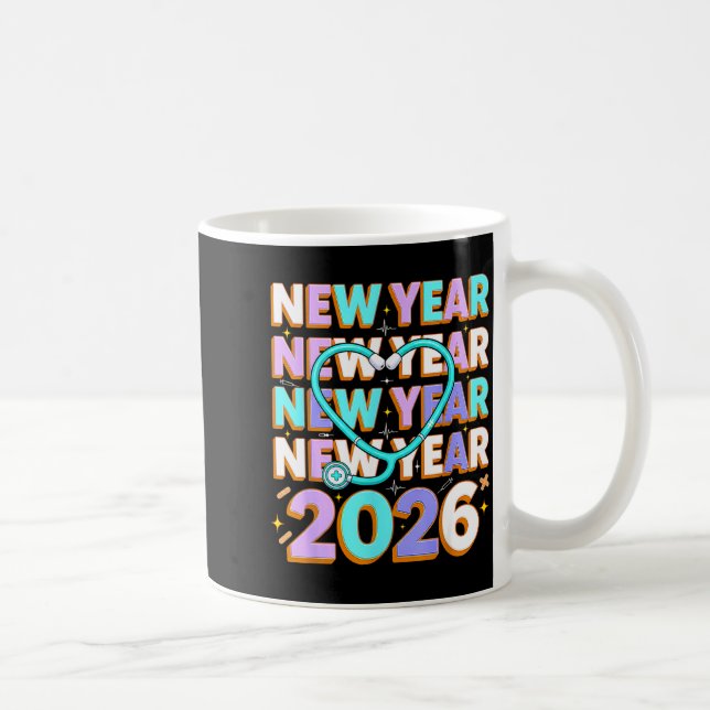 Happy New Year 2026 Coquette Bows New Years Nurse  Kaffeetasse (Rechts)
